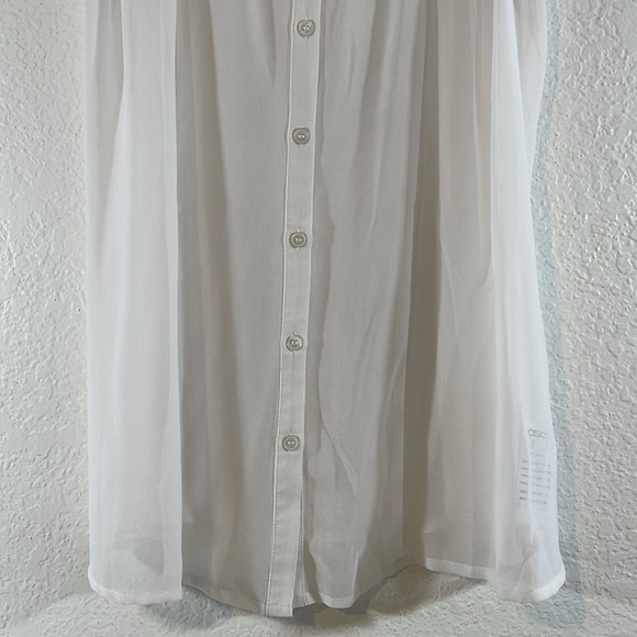 ASOS MATERNITY White Sheer Ruffle Trim Button Front Blouse Short Sleeve Sz 4 NEW - Picture 3 of 8
